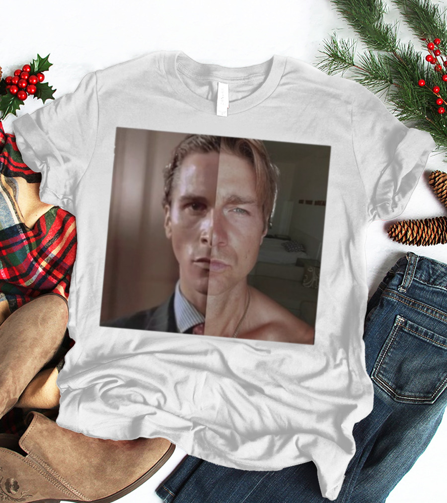 Jeremy Fragrance Compared With Young Christian Bale Face Split Room Background T-Shirt