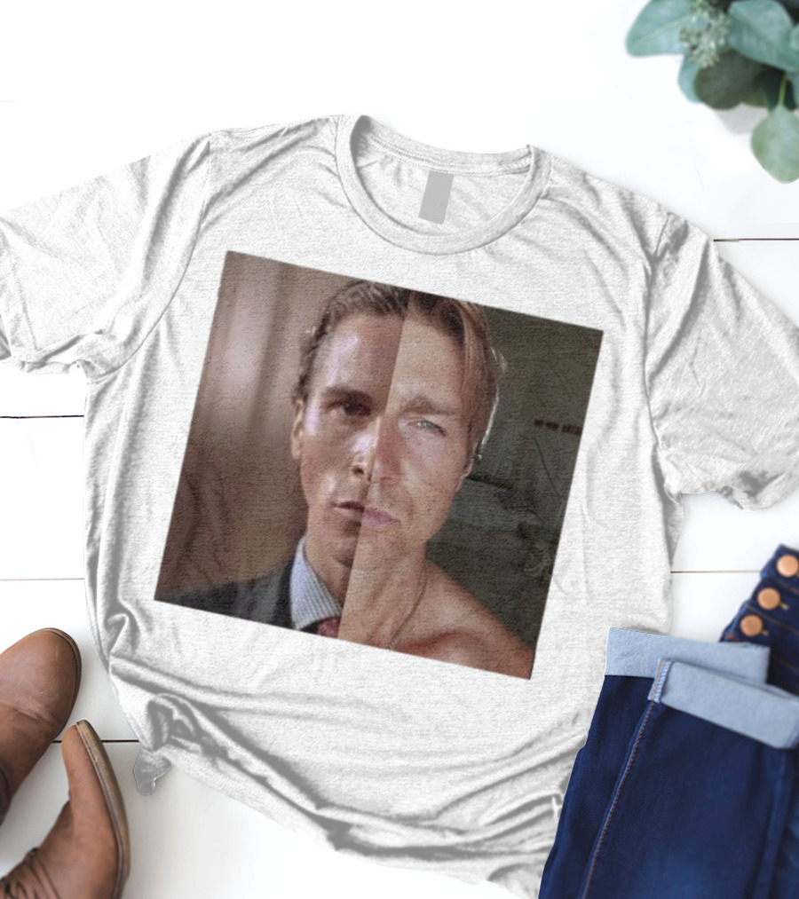 Jeremy Fragrance Compared With Young Christian Bale Face Split Room Background T-Shirt