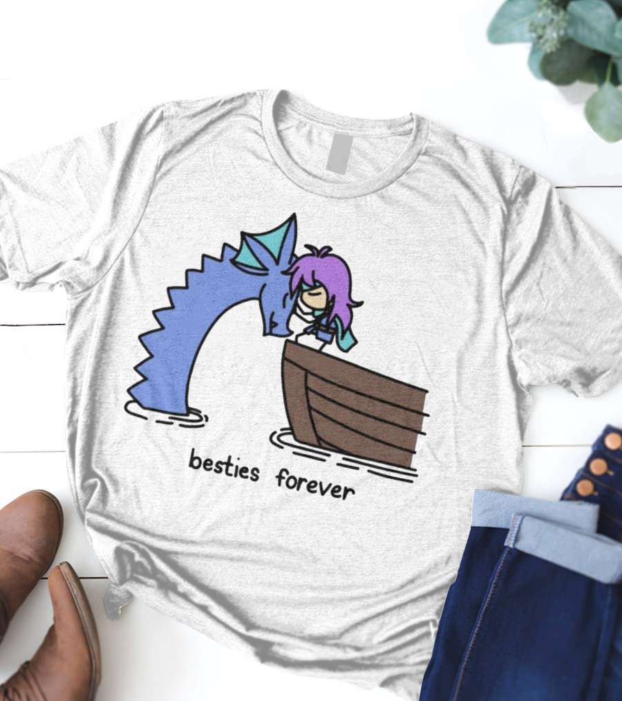 Kimchichickenbeer Faris And Syldra Besties Forever Best Friends With Dragon And Boat Scene T-Shirt