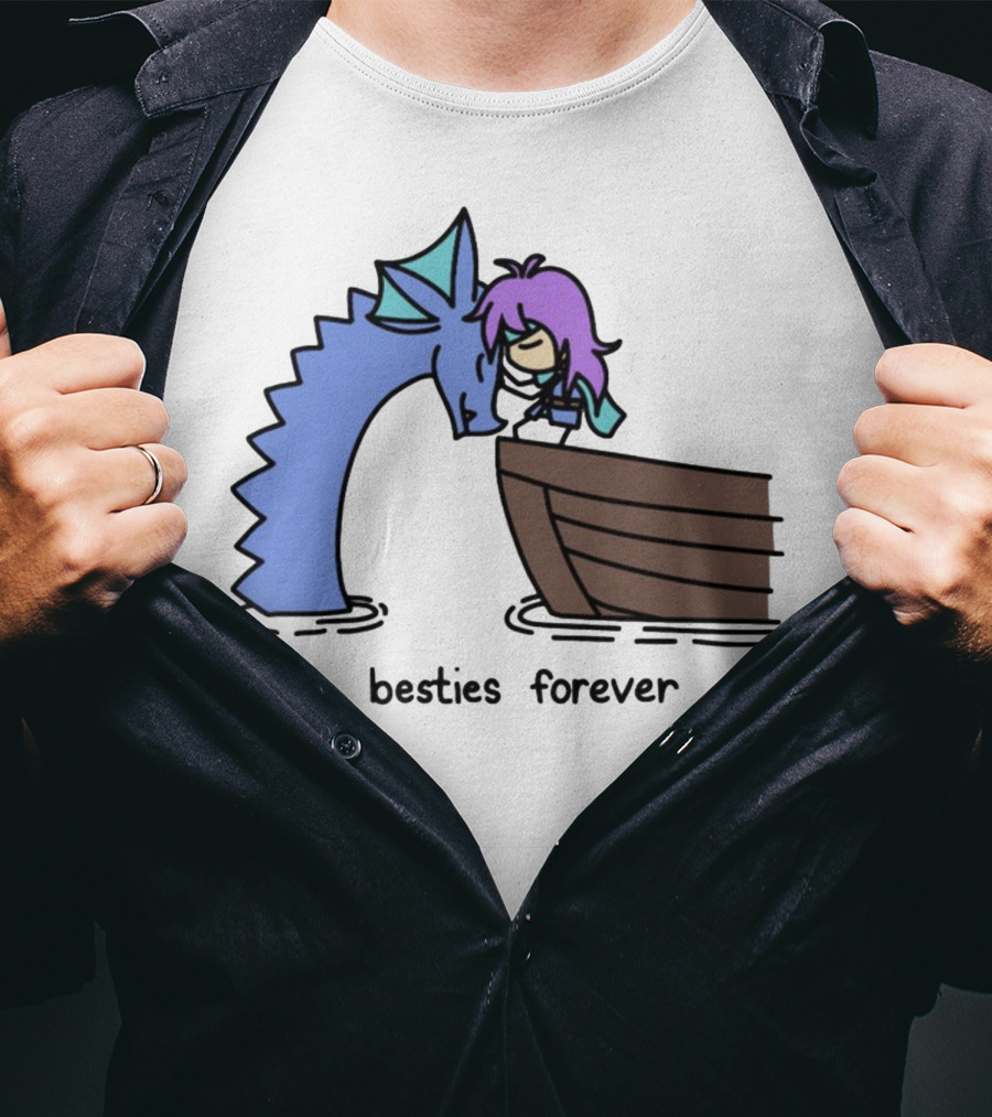 Kimchichickenbeer Faris And Syldra Besties Forever Best Friends With Dragon And Boat Scene T-Shirt