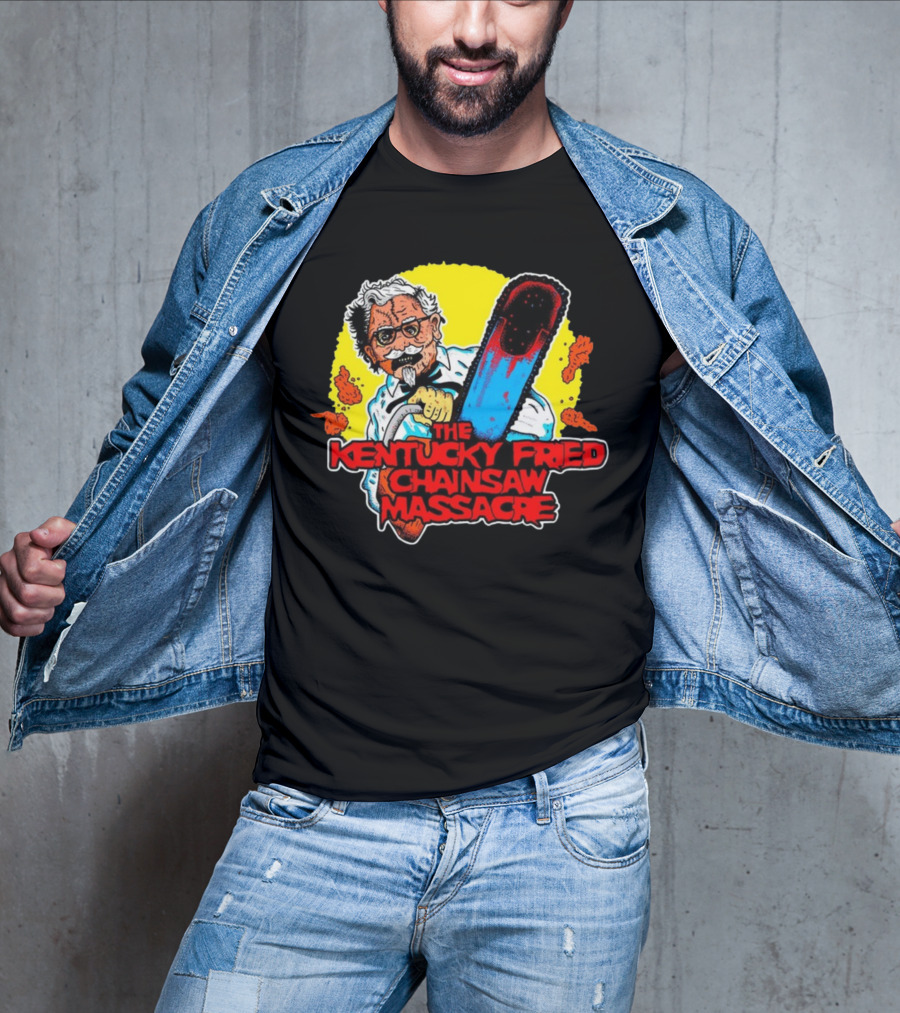 Colonel Sanders Chainsaw Parody Horror Crossover T-Shirt
