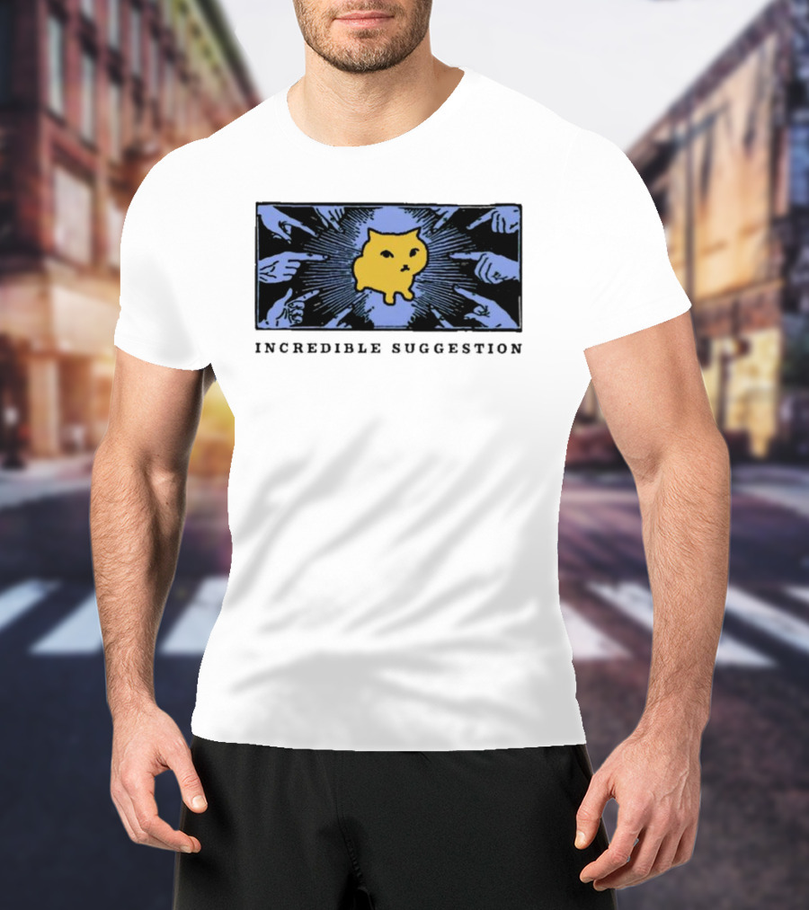 Incredible Suggestion Yellow Cat Surrounded By Pointing Fingers T-Shirt