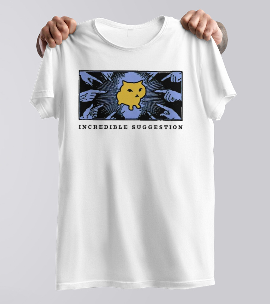 Incredible Suggestion Yellow Cat Surrounded By Pointing Fingers T-Shirt