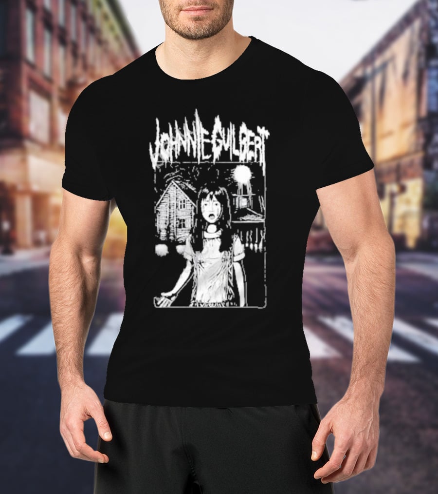 Johnnie Guilbert The Lost Girl Creepy Haunted House Background T-Shirt