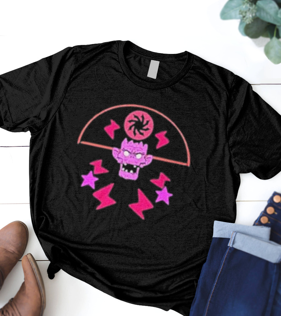 Gorillaz Merch Pink Cult Symbol Stars Lightning T-Shirt