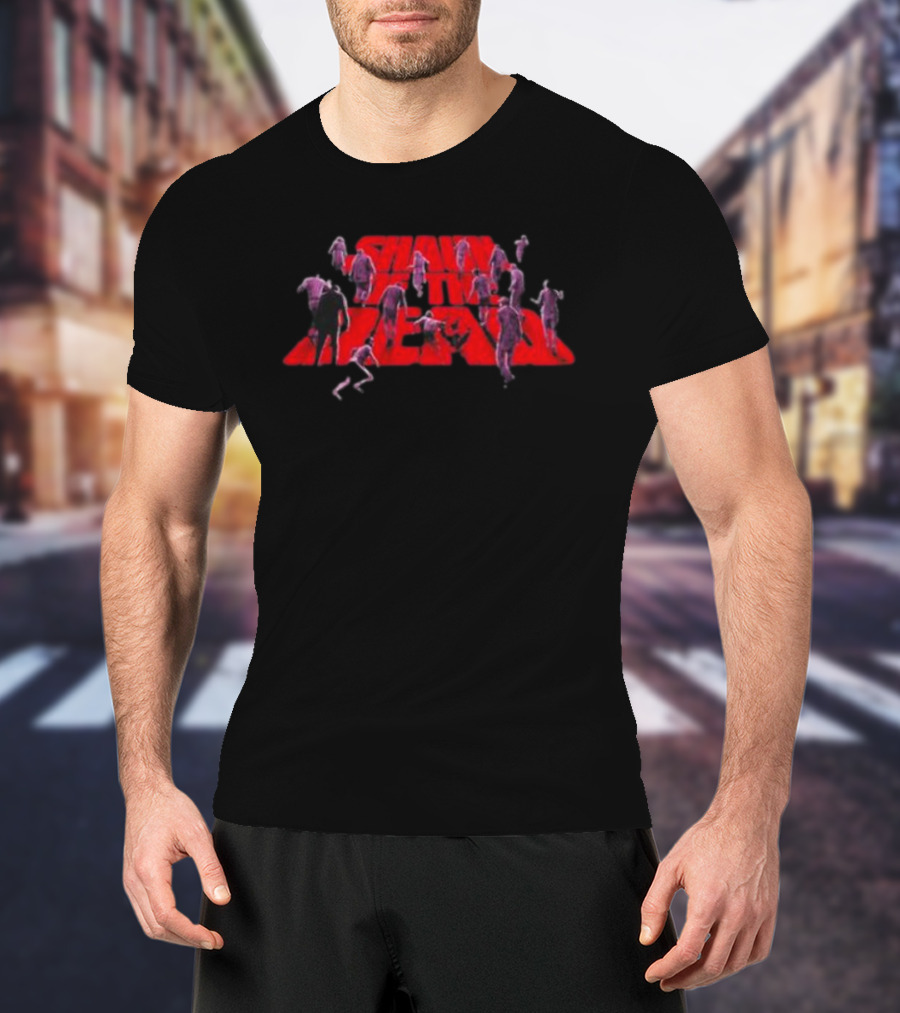 Shaun Of The Dead Zombie Horde Red Lettering T-Shirt