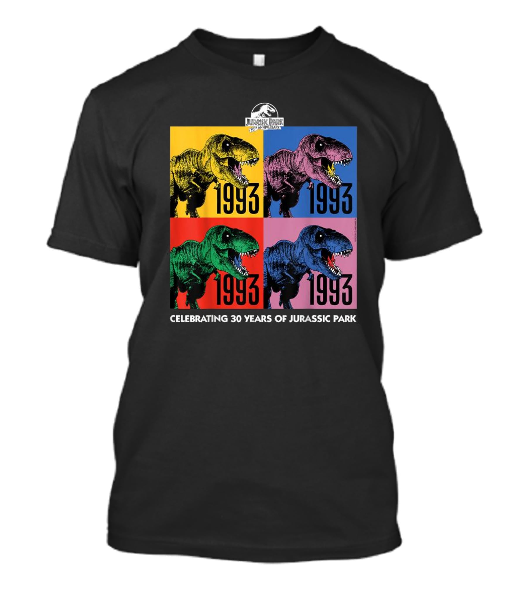 30 Years Of Jurassic Park 1993 Pop Art Dinosaur T-Shirt