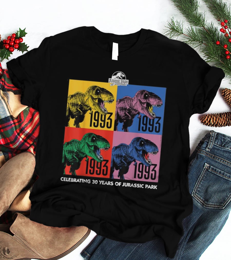 30 Years Of Jurassic Park 1993 Pop Art Dinosaur T-Shirt