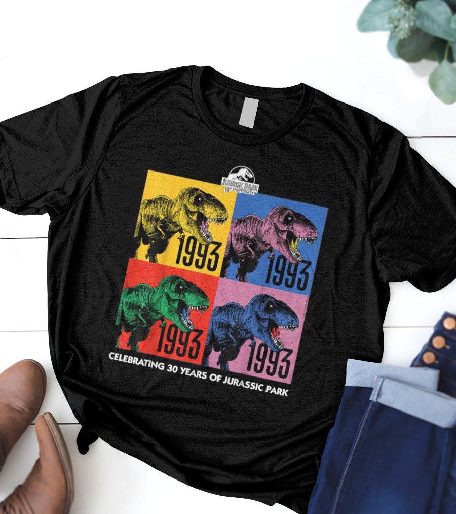 30 Years Of Jurassic Park 1993 Pop Art Dinosaur T-Shirt