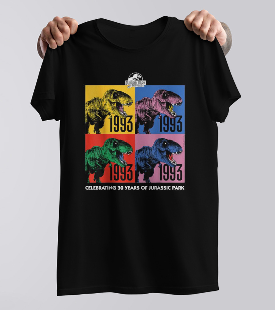 30 Years Of Jurassic Park 1993 Pop Art Dinosaur T-Shirt