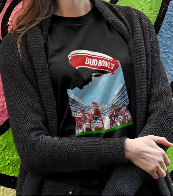 Bud Bowl 90s Budweiser Bud Light Beer Stadium Scene With Blimp T-Shirt