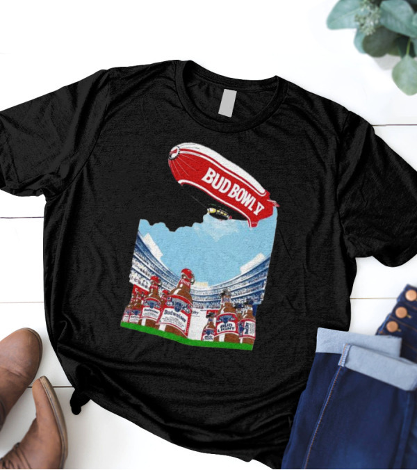 Bud Bowl 90s Budweiser Bud Light Beer Stadium Scene With Blimp T-Shirt