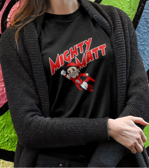 Mighty Matt Football Hero In Red And White Gear T-Shirt