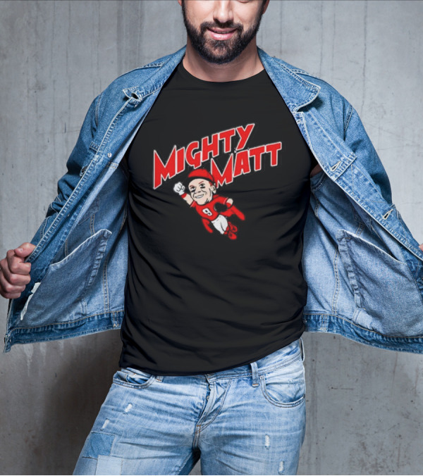 Mighty Matt Football Hero In Red And White Gear T-Shirt