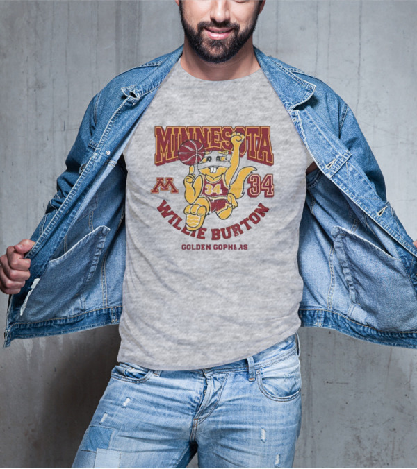 Minnesota 34 Willie Burton Golden Gophers Basketball T-Shirt