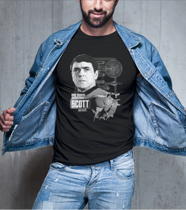 Chief Engineer Montgomery Scott Star Trek Enterprise Blueprint T-Shirt