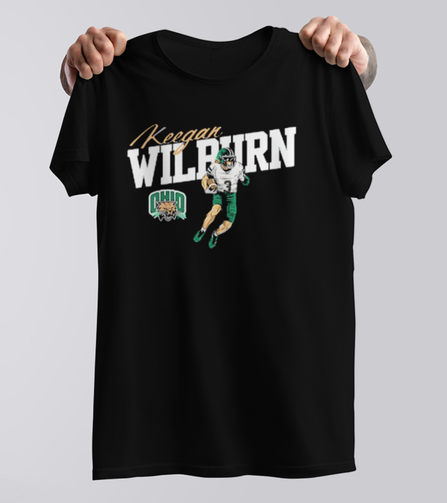 Keegan Wilburn Ohio Bobcats Football Caricature T-Shirt