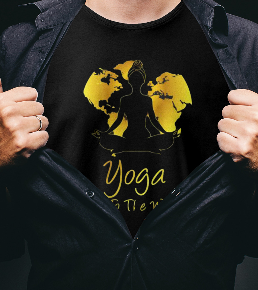 Yoga Gift To The World Globe Silhouette Meditation T-Shirt
