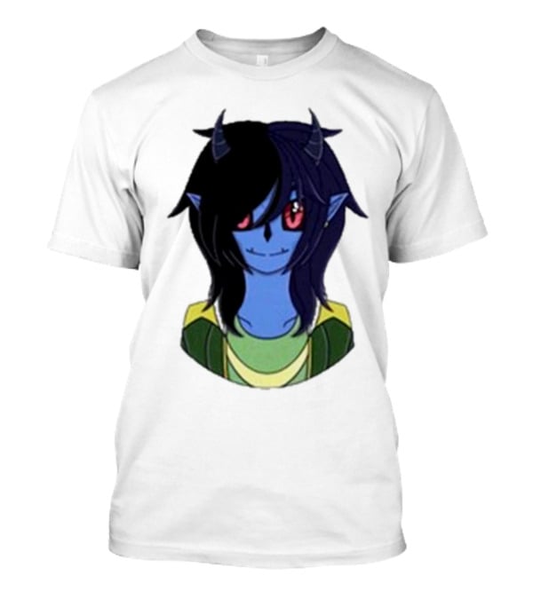 Zombicplayz's Anime-Style Blue Demon Character With Red Eyes And Horns T-Shirt