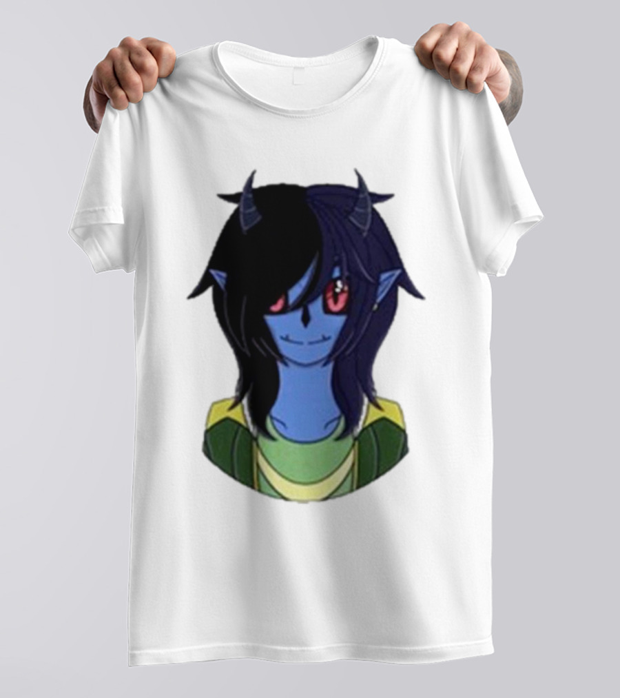 Zombicplayz's Anime-Style Blue Demon Character With Red Eyes And Horns T-Shirt