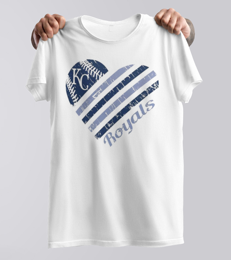 Kansas City Royals G-III 4Her Carl Banks White Heart KC Baseball Royals T-Shirt