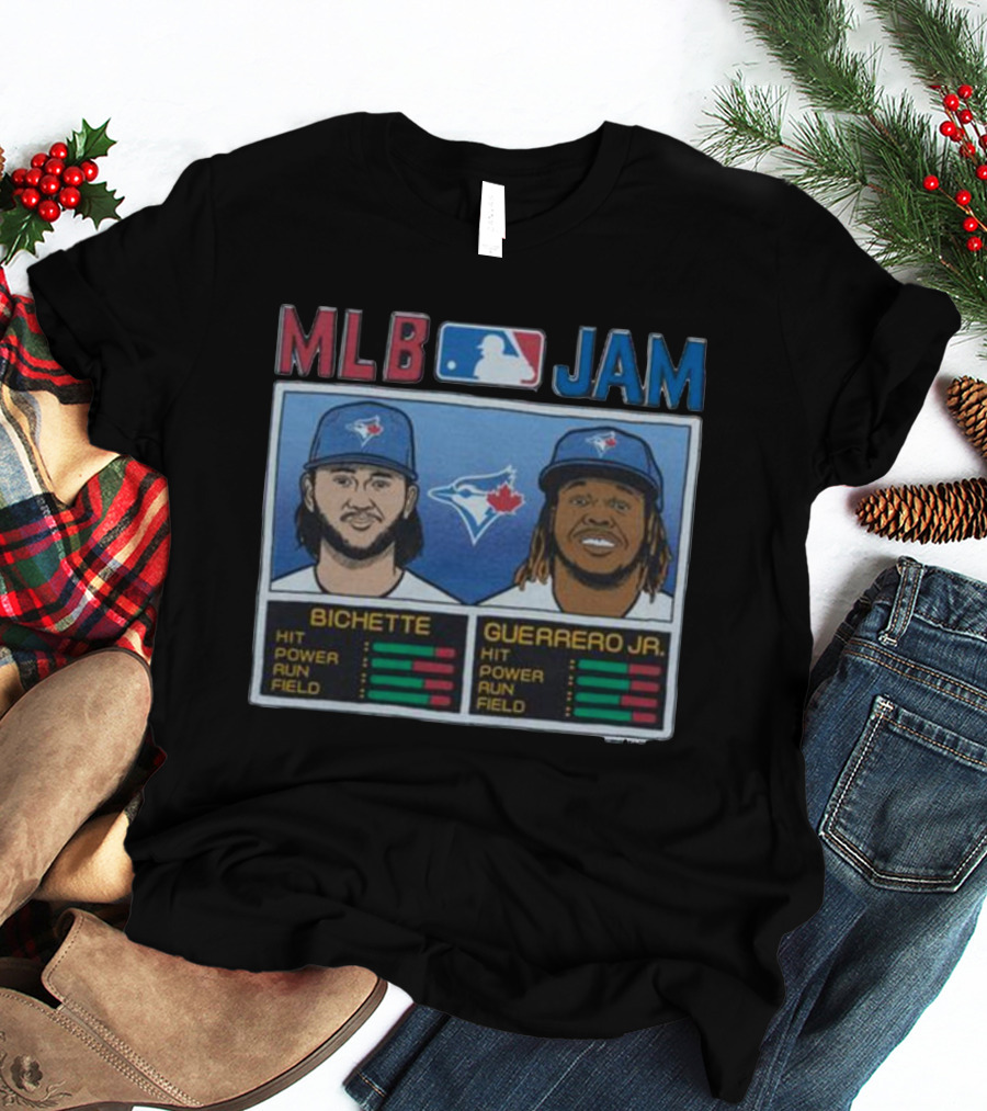 MLB Jam Toronto Blue Jays Bichette Guerrero Jr Baseball Card T-Shirt