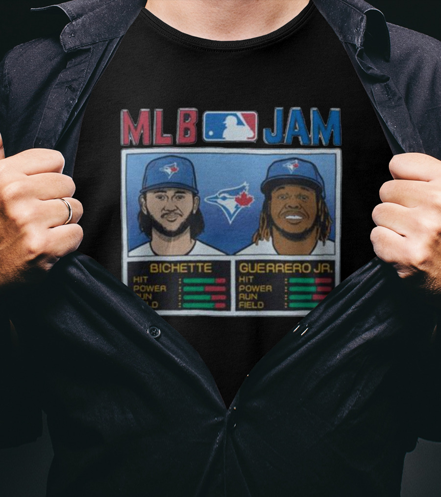 MLB Jam Toronto Blue Jays Bichette Guerrero Jr Baseball Card T-Shirt
