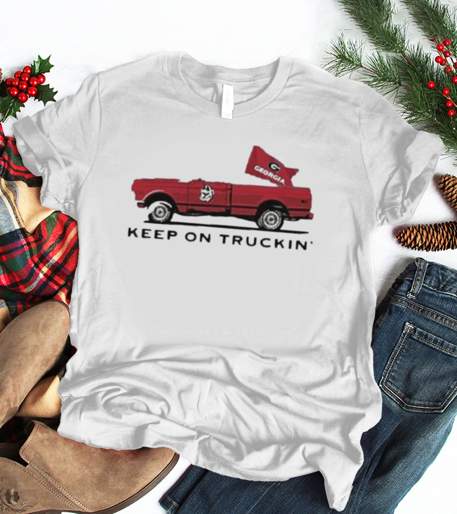 UGA All American Keep On Truckin' Georgia Bulldogs Red Truck Flag T-Shirt