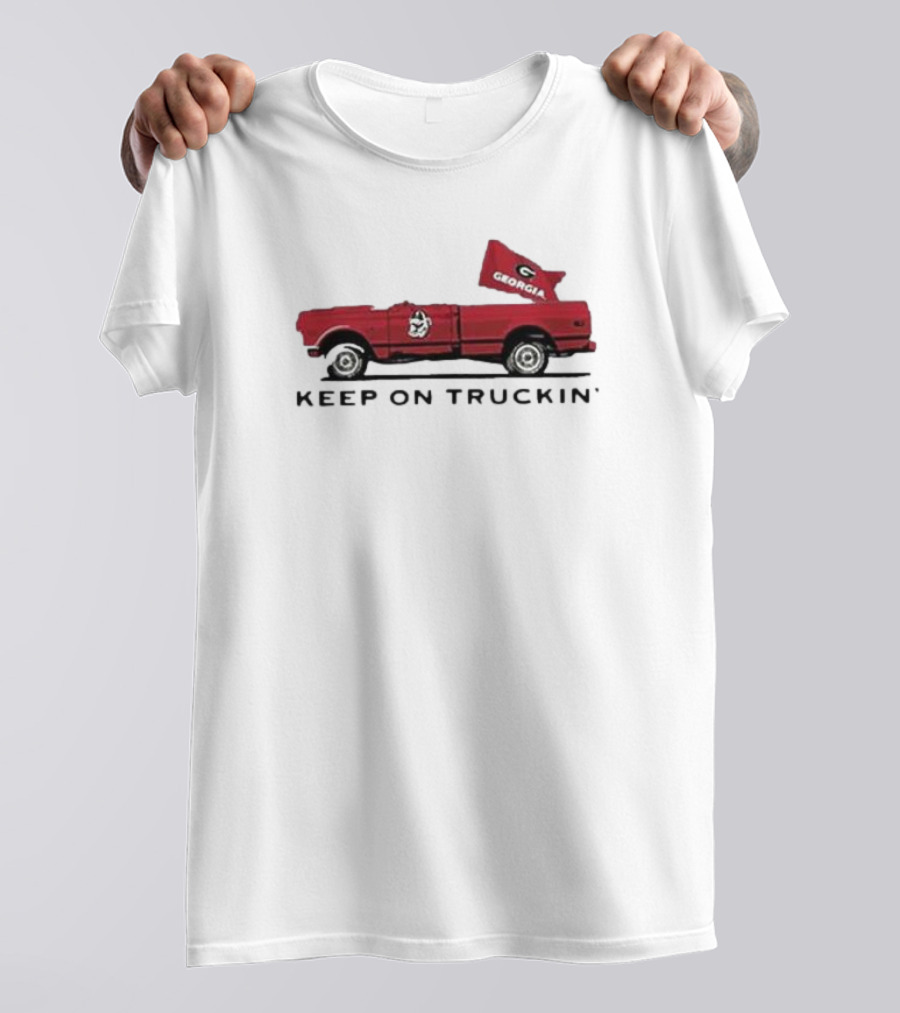 UGA All American Keep On Truckin' Georgia Bulldogs Red Truck Flag T-Shirt