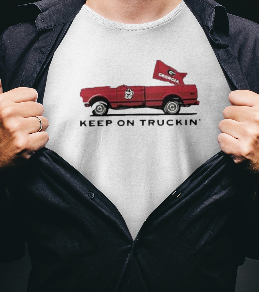 UGA All American Keep On Truckin' Georgia Bulldogs Red Truck Flag T-Shirt