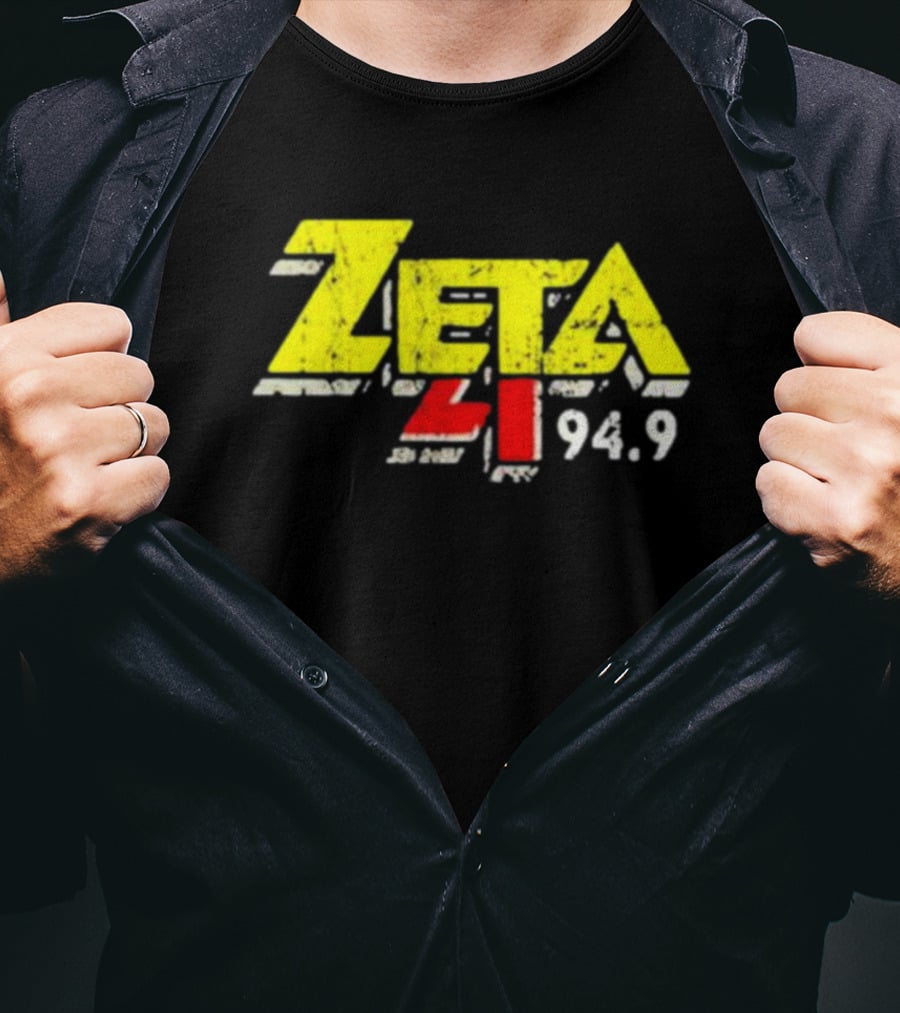 Zeta 41 Radio 94.9 Distressed Yellow T-Shirt