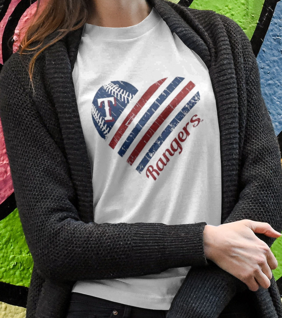 Texas Rangers Heart Design G-III 4Her By Carl Banks T-Shirt