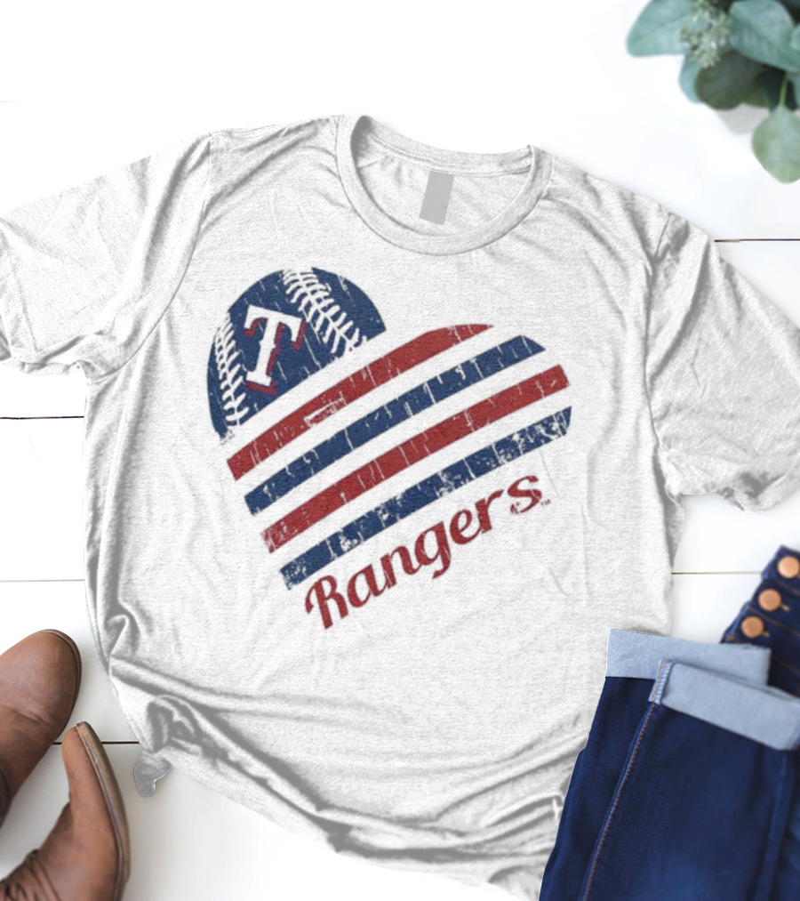 Texas Rangers Heart Design G-III 4Her By Carl Banks T-Shirt