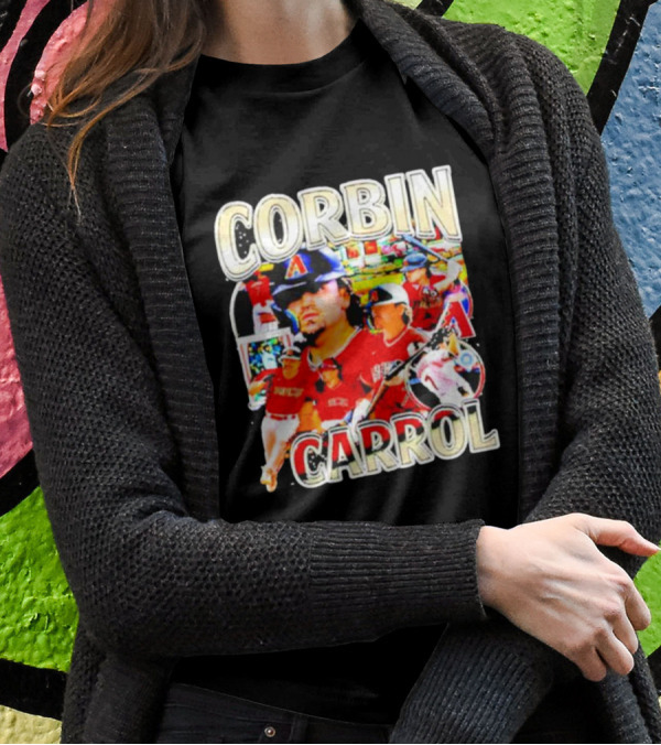 CORBIN CARROL BASEBALL VINTAGE PLAYER ACTION COLLAGE T-Shirt