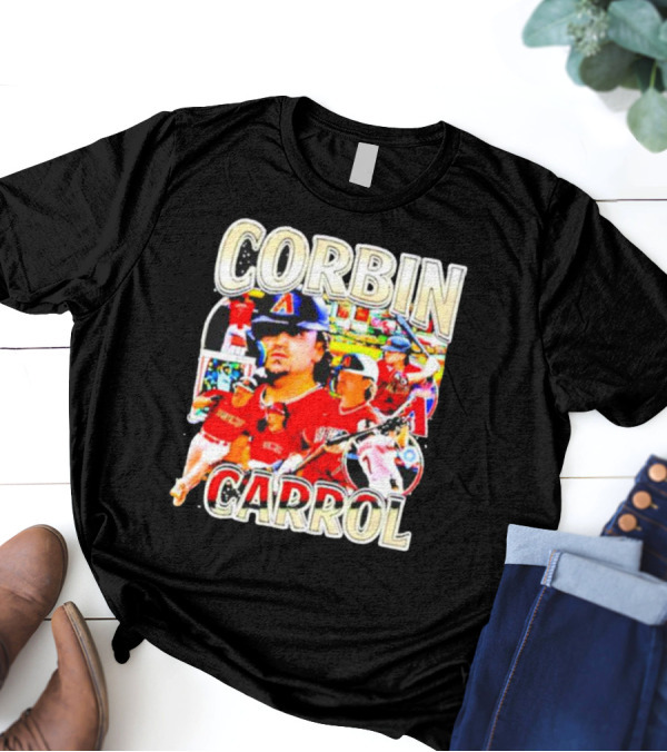 CORBIN CARROL BASEBALL VINTAGE PLAYER ACTION COLLAGE T-Shirt