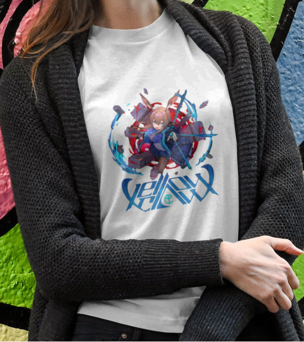 Arknights Yellow Claw Character With Sword And Energy Circle T-Shirt