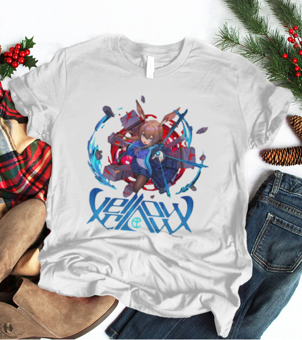 Arknights Yellow Claw Character With Sword And Energy Circle T-Shirt