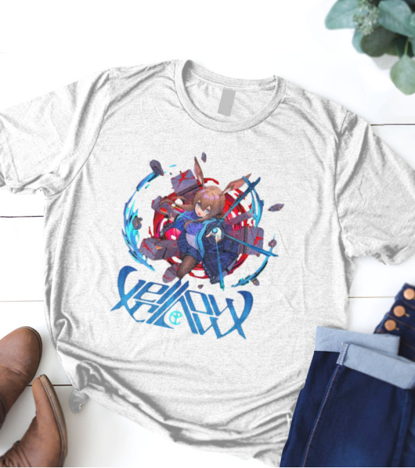Arknights Yellow Claw Character With Sword And Energy Circle T-Shirt