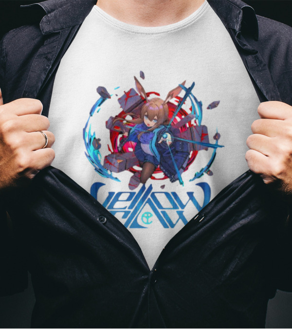 Arknights Yellow Claw Character With Sword And Energy Circle T-Shirt