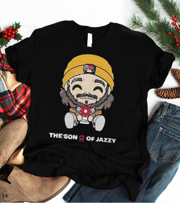 Son Of Jazzy Whimsical Cartoon Character With Yellow Beanie And Flower T-Shirt