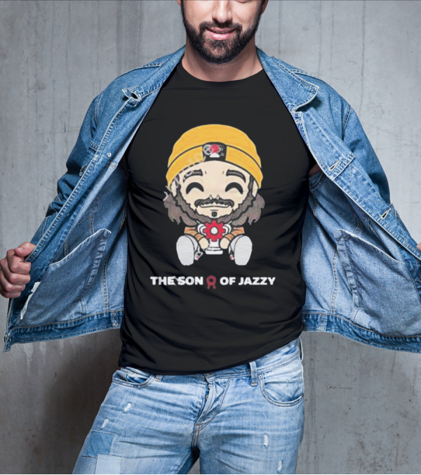Son Of Jazzy Whimsical Cartoon Character With Yellow Beanie And Flower T-Shirt