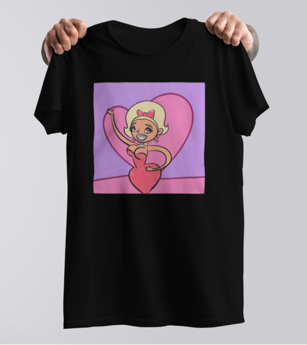 Jaymes Mansfield Cartoon Heart Outfit Pink Background T-Shirt