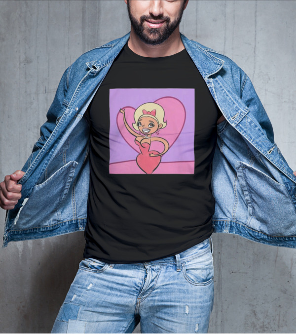 Jaymes Mansfield Cartoon Heart Outfit Pink Background T-Shirt