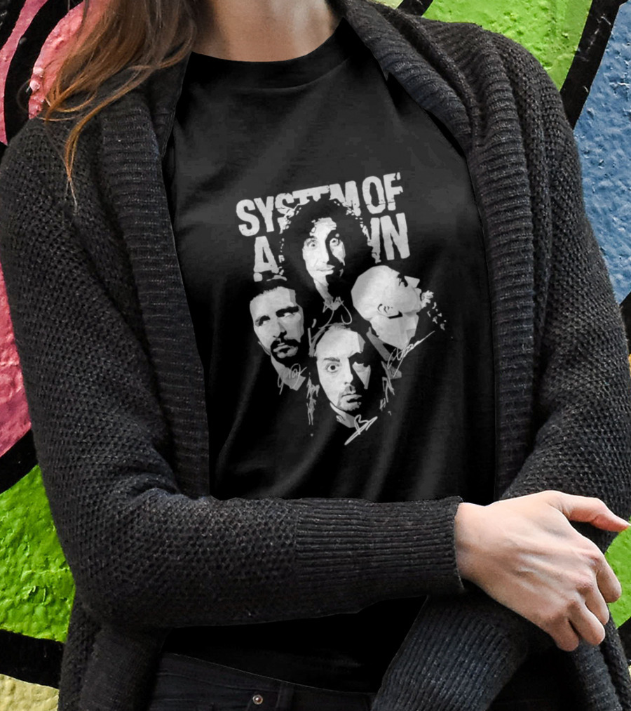 System Of A Down Band Members Portrait Signatures T-Shirt