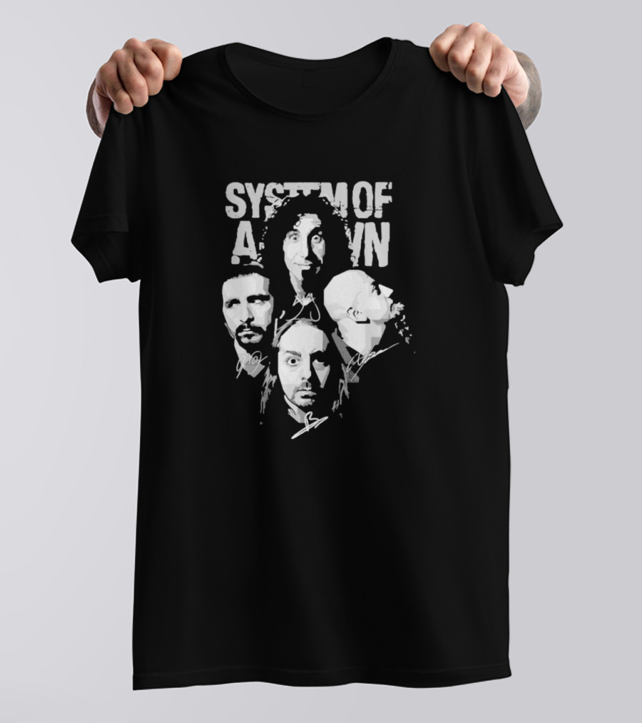 System Of A Down Band Members Portrait Signatures T-Shirt