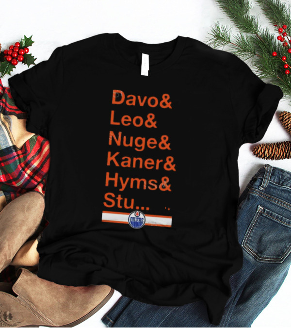 Davo Leo Nuge Kaner Hyms Stu Edmonton Oilers Logo Team Nickname Blue T-Shirt