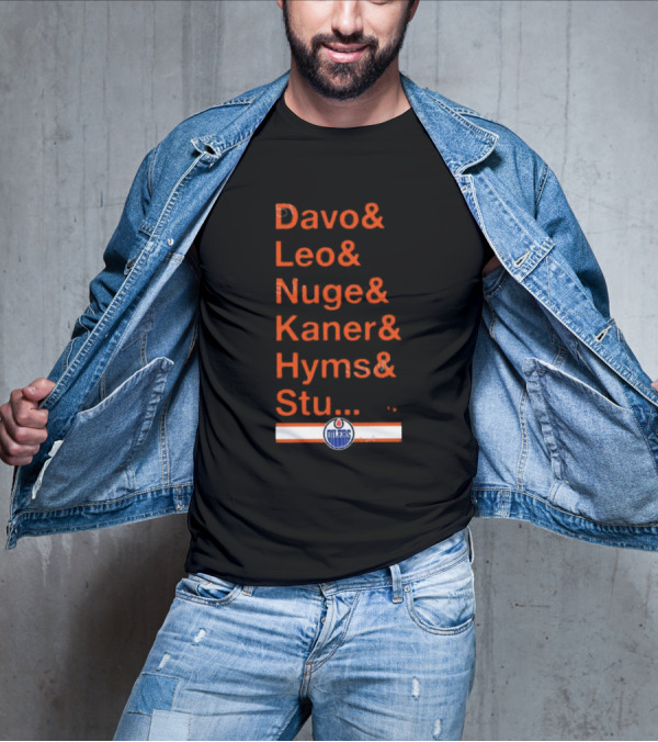 Davo Leo Nuge Kaner Hyms Stu Edmonton Oilers Logo Team Nickname Blue T-Shirt