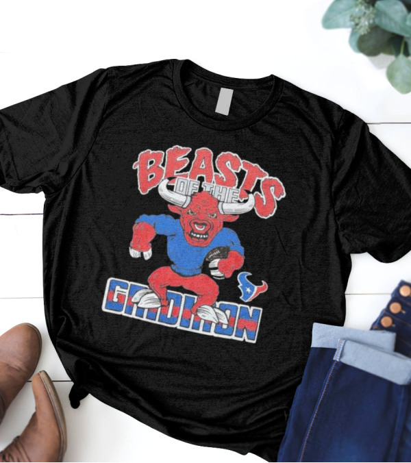 Houston Texans Beasts Of The Gridiron Red Bull Mascot Football T-Shirt