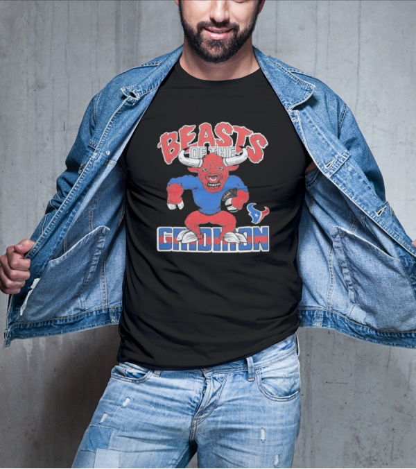 Houston Texans Beasts Of The Gridiron Red Bull Mascot Football T-Shirt