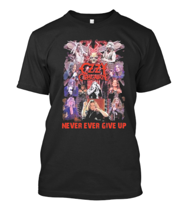 Ozzy Osbourne Never Ever Give Up Skull And Live Performances Collage T-Shirt